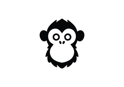 Unique style minimal style monkey icon illustration design-01