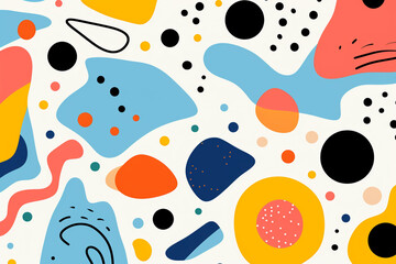 Abstract seamless pattern with geometric shapes, dots, lines and spots. Vector illustration.