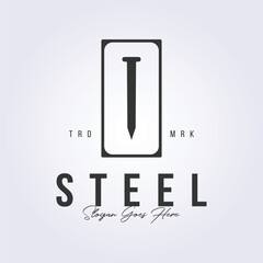 isolated badge nail steel logo vector illustration design