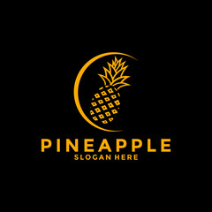 Pineapple organic product design logo vector, Pineapple icon logo template