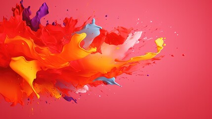  a red background with a splash of paint on it's side.  generative ai