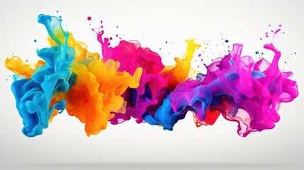  a group of colorful inks floating in the air on a white background.  generative ai