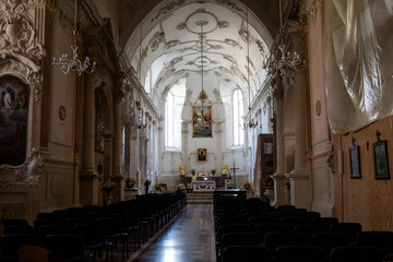 the interior of the Catholic cathedral  