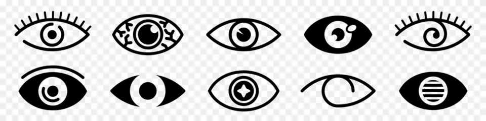 Foto op Aluminium Eyes icon collection. Set of black eye signs. Vision symbols. Retina scan eye icons. View and eye icons © top dog