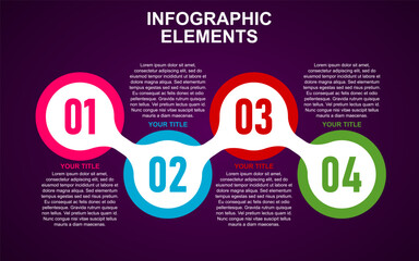 infographic template with 4 colorful steps for presentations, business and posters.