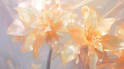  a painting of two yellow flowers in a vase with a white background.  generative ai