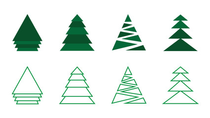 Set of Christmas trees icons. Vector illustration