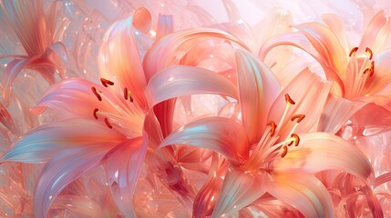  a bunch of pink and white flowers in a blurry photo.  generative ai