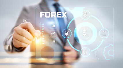 Forex currencies exchange stock market trading investment concept on screen.