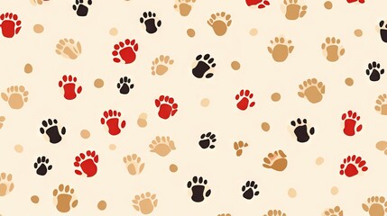  a white background with a lot of different colored paw prints.  generative ai