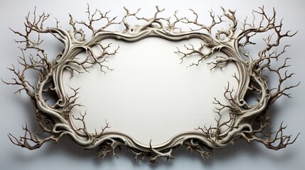 Generative AI, Frame made of bare branches with copy space
