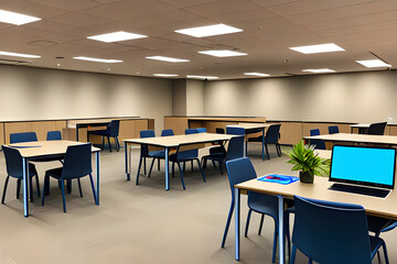 classroom room with chairs. generative AI