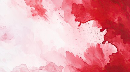 Abstract red and white watercolor paints isolated on white background.