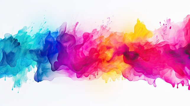 Full color rainbow watercolor paints isolated on white background.