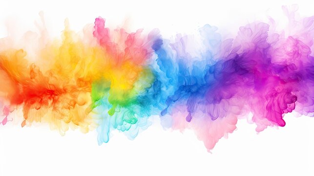 Full color rainbow watercolor paints isolated on white background.