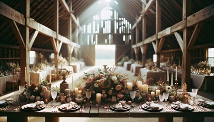 Vintage Rustic Barn Wedding Table