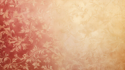 red vintage scarlet background with gold delicate ornament on paper. holiday blank with copy space