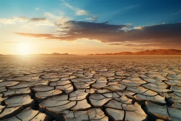 Foto op Aluminium Barren expanse The cracked earth of a desert landscape, endless sky © Jawed Gfx