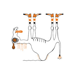 Dead camel. Hand drawing illustration