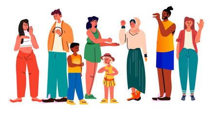 deaf mix race people talk to each other men women using sign gesture language hearing disability concept © mast3r