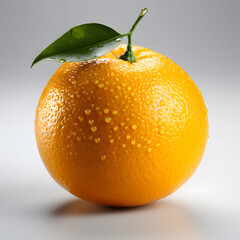 Orange(Tangerine) on a white background with green leaf, Fresh Fruit on a white background, easy background remove