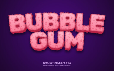 Bubble Gum 3D editable text style effect