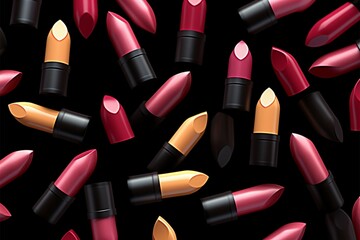 Charming lipstick pattern exemplifies hand drawn fashion and beauty aesthetics - obrazy, fototapety, plakaty