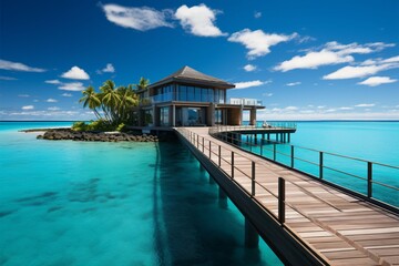 Breathtaking Maldives panorama Luxury villas, crystal sea, and sunny perfection