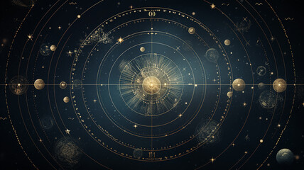 Fototapeta na wymiar astrological background with planets and copy space