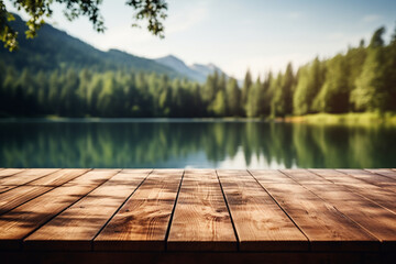 wooden pier on lake - Powered by Adobe