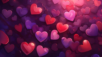 Fotobehang Hearts illustration background wallpaper design, love heart, valentines day card © Filip
