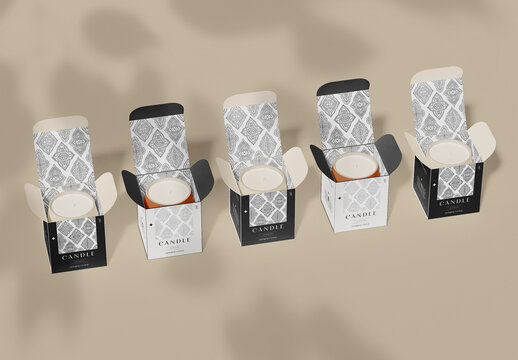 Five Candles in Box Mockup