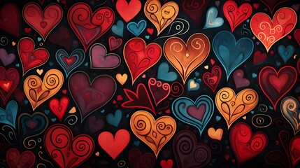 Fototapeta premium Hearts illustration background wallpaper design, love heart, valentines day card