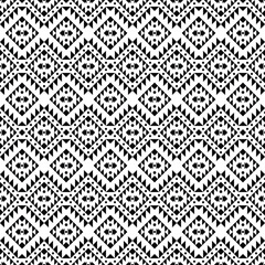 Native American motif. Ethnic seamless repeat pattern with geometric abstract in black and white. Vector illustration in Aztec and Navajo tribal style. Design for print fabric.