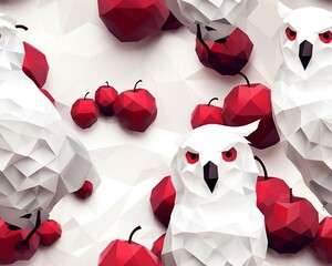 Low ploy Seamless pattern Cherry