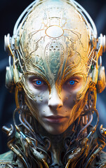portrait of a cyborg lady - science fiction - generative ai