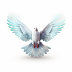 Fototapeta premium Flying white dove isolated on a white background