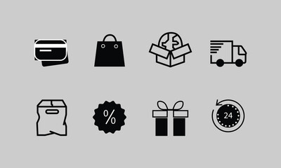 E-commerce shopping icons set.  Vector online shopping icons set and payment elements. 
