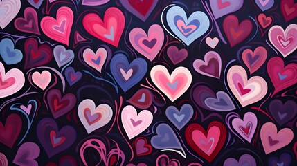 Hearts illustration background wallpaper design, love heart, valentines day card