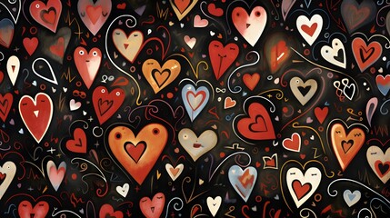 Fototapeta premium Hearts illustration background wallpaper design, love heart, valentines day card
