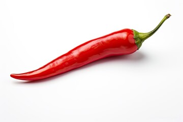 A Red chili pepper is isolated on a white background.