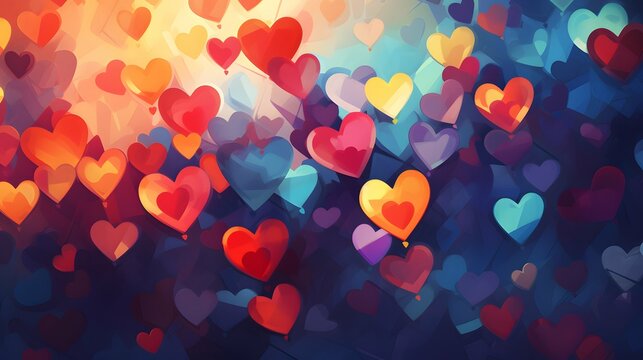 Hearts illustration background wallpaper design, love heart, valentines day card
