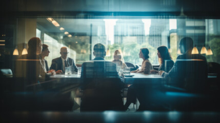 Fototapeta premium Group of business people having a meeting or brainstorming in a boardroom