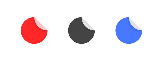 Circle stickers with curl flat illustration. Adhesive blank sticker set.