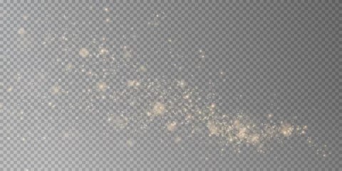 Fotobehang Christmas background. Powder dust light PNG. Magic shining gold dust. Fine, shiny dust bokeh particles fall off slightly. Fantastic shimmer effect. Vector illustrator.  © Виктория Проскурина