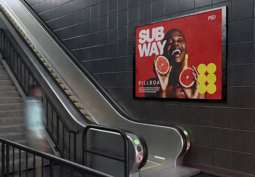Billboard in Subway Station Mockup