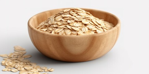 a bowl of oatmeal in a wooden bowl. generative AI