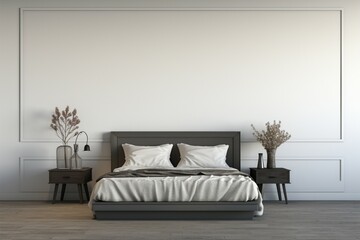 Empty white wall in a modern bedroom, perfect for wallpaper design