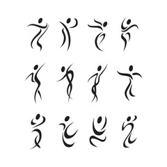 Fototapeta premium Set of Abstract people dancing icon logo template vector illustration