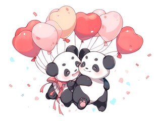 Naklejka premium Cute LOFI anime manga style illustration, love couple